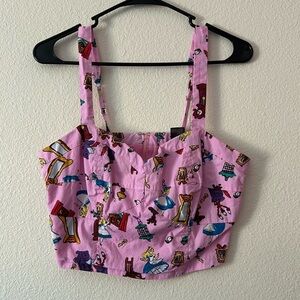 Disney x Hot Topic Alice in Wonderland Print Sweetheart Pinup Crop Top